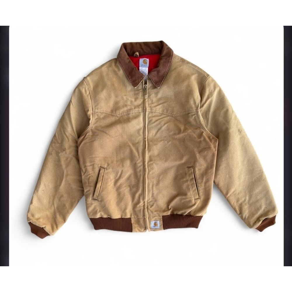 Vintage Carhartt J13BRN Santa Fe Duck Canvas Coat Red Flannel Lined Men’s 2XL